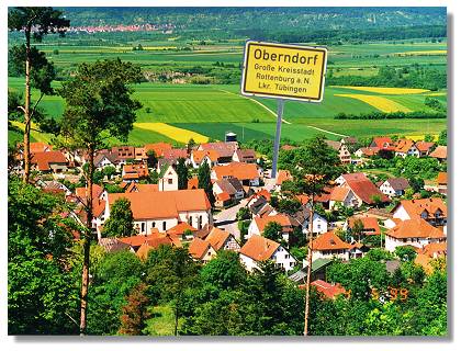 Unser Oberndorf - Blick vom Tannenrain auf die Ortsmitte - Im Hintergrund der Schönbuch